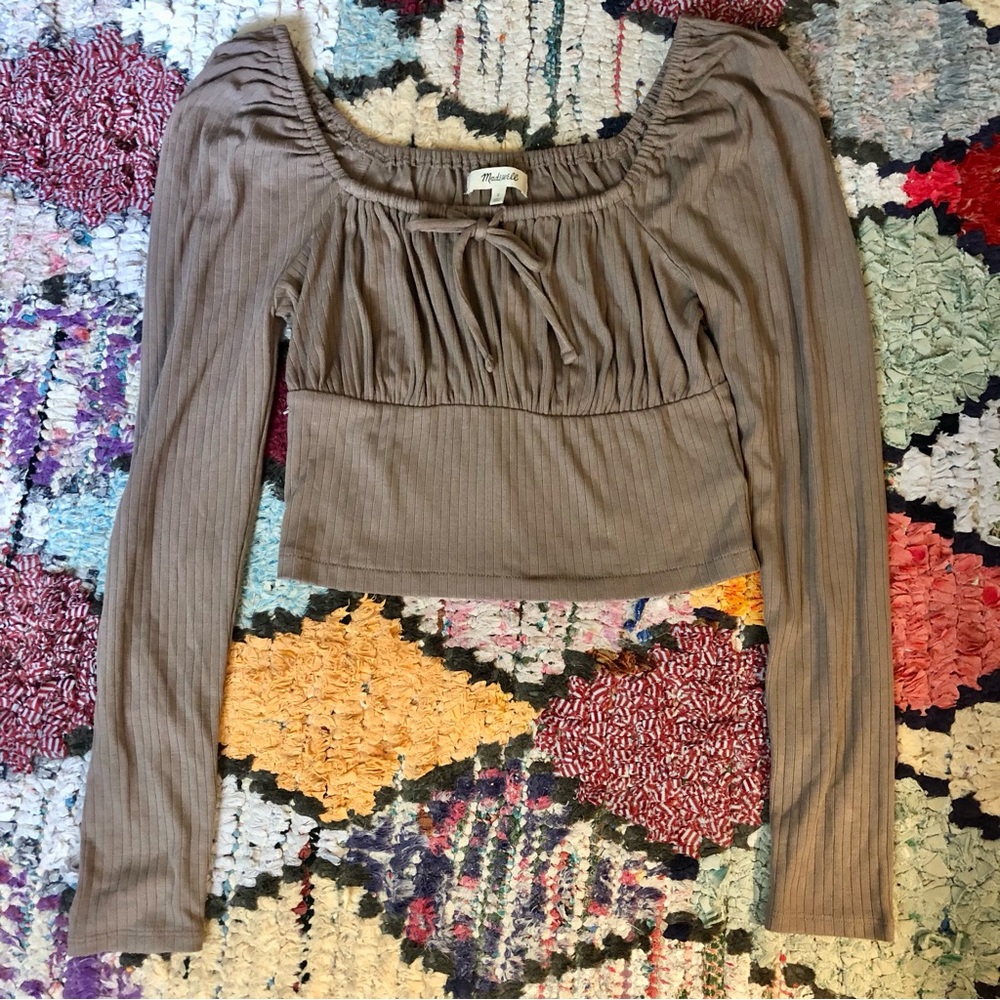 Madewell Brown Ribbed Blouse